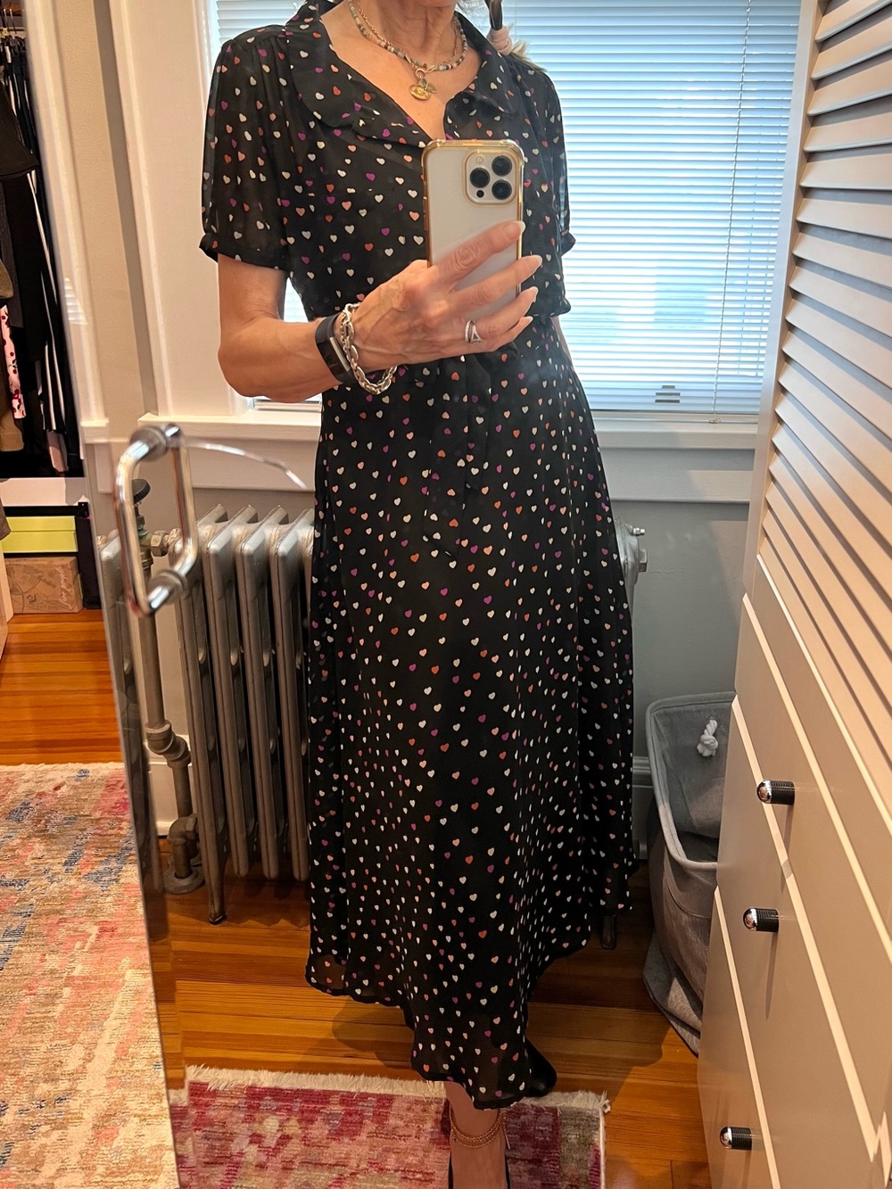 NWOT Heart Print Midi Dress